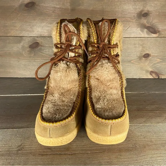 angel fair womens size 8 shoes brown fur lined ski snow boots