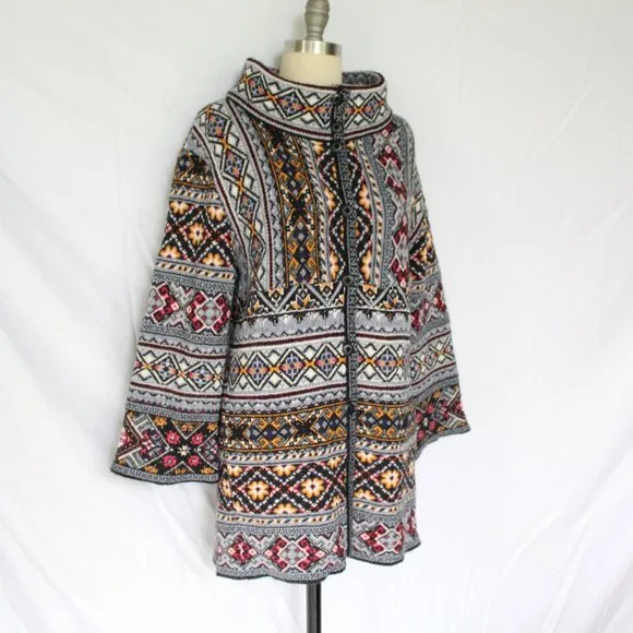 Anthropologie Aldomartins Oslo Sweater Coat wool alpaca fair isles ski Cardigan