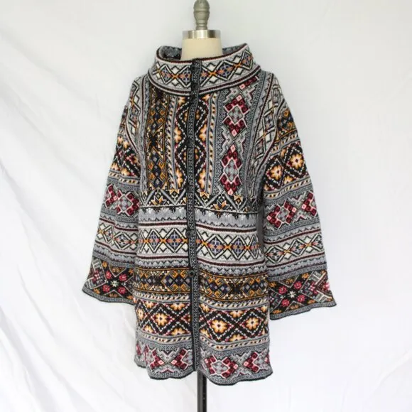 Anthropologie Aldomartins Oslo Sweater Coat wool alpaca fair isles ski Cardigan