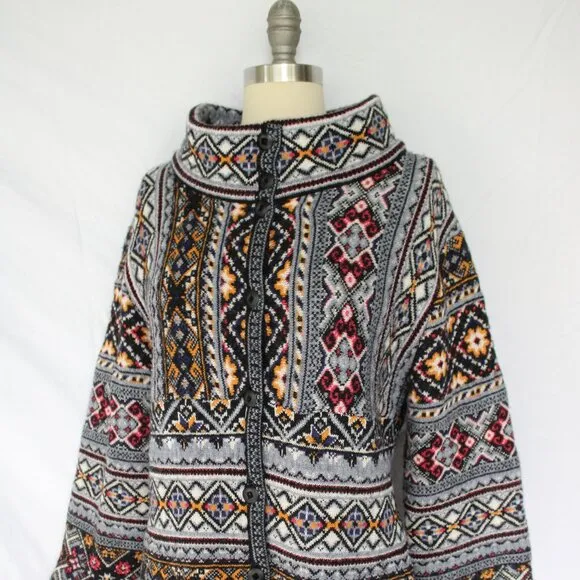Anthropologie Aldomartins Oslo Sweater Coat wool alpaca fair isles ski Cardigan