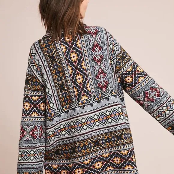 Anthropologie Aldomartins Oslo Sweater Coat wool alpaca fair isles ski Cardigan