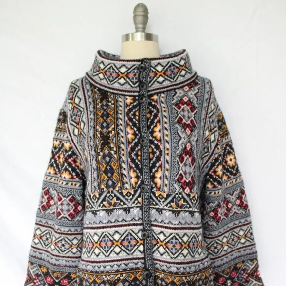 Anthropologie Aldomartins Oslo Sweater Coat wool alpaca fair isles ski Cardigan