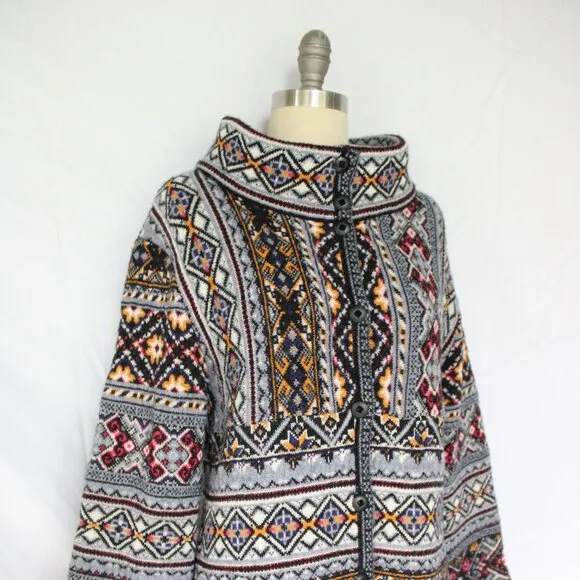 Anthropologie Aldomartins Oslo Sweater Coat wool alpaca fair isles ski Cardigan