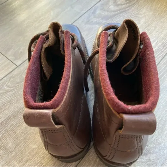 Antique Vintage Square Toe Leather Ski Boots