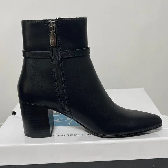Aqua College Black Leather Boots Women's Size 7 Tatum Waterproof Heeled Booties