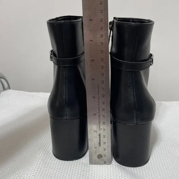 Aqua College Black Leather Boots Women's Size 7 Tatum Waterproof Heeled Booties