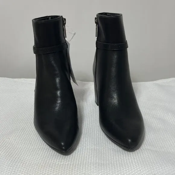 Aqua College Black Leather Boots Women's Size 7 Tatum Waterproof Heeled Booties