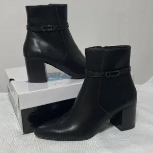 Aqua College Black Leather Boots Women's Size 7 Tatum Waterproof Heeled Booties