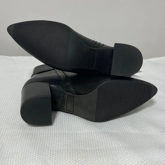 Aqua College Black Leather Boots Women's Size 7 Tatum Waterproof Heeled Booties