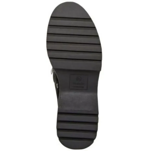 AQUA COLLEGE Womens Black 1-1/2&quot; Platform Pull-Tabs Gina Suede Boots Shoes 11 M