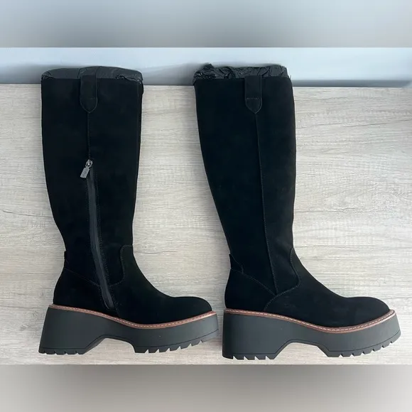 Aqua College Women's Waterproof Gina Platform Black Suede Boots Size 9.5