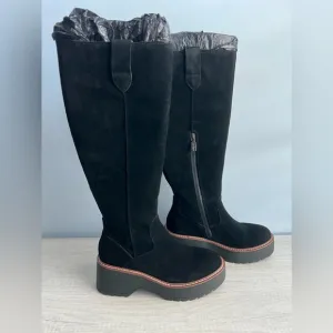 Aqua College Women's Waterproof Gina Platform Black Suede Boots Size 9.5