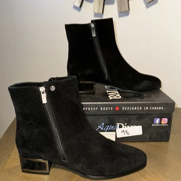 Aqua Diva Darms Black Suede Waterproof Boots (F354)