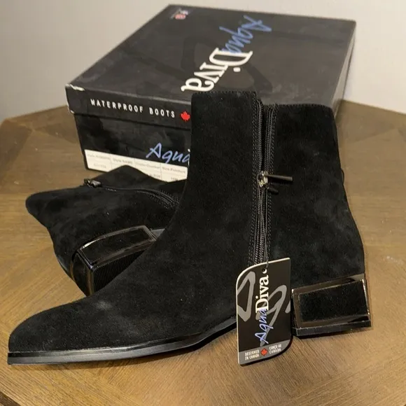 Aqua Diva Darms Black Suede Waterproof Boots (F354)