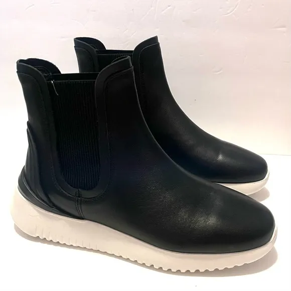 Aquatalia Cristiana Leather Chelsea Boots Waterproof Size 7 Black