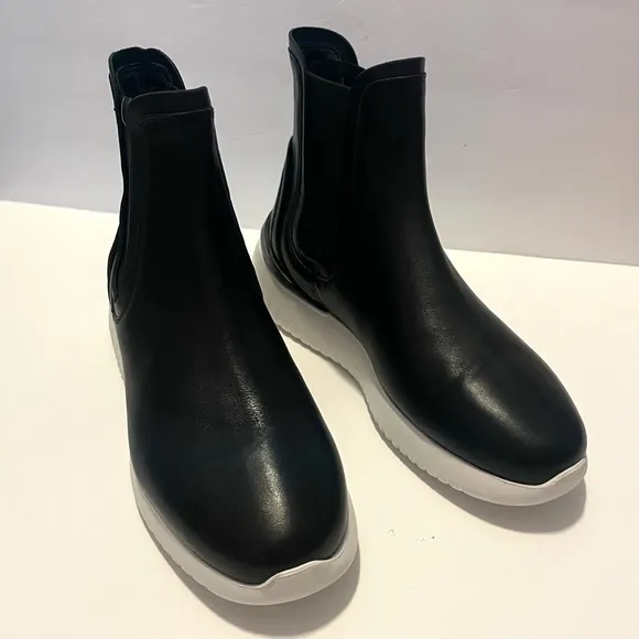 Aquatalia Cristiana Leather Chelsea Boots Waterproof Size 7 Black