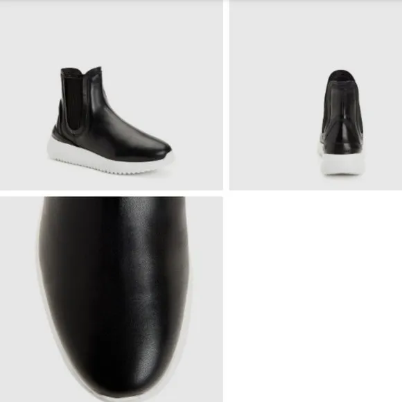 Aquatalia Cristiana Leather Chelsea Boots Waterproof Size 7 Black