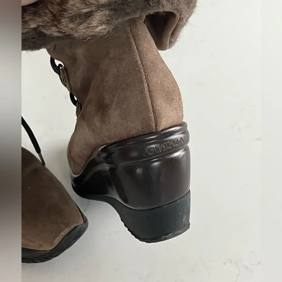 Aquatalia Faux Fur Lined Lace Up Platform Boots