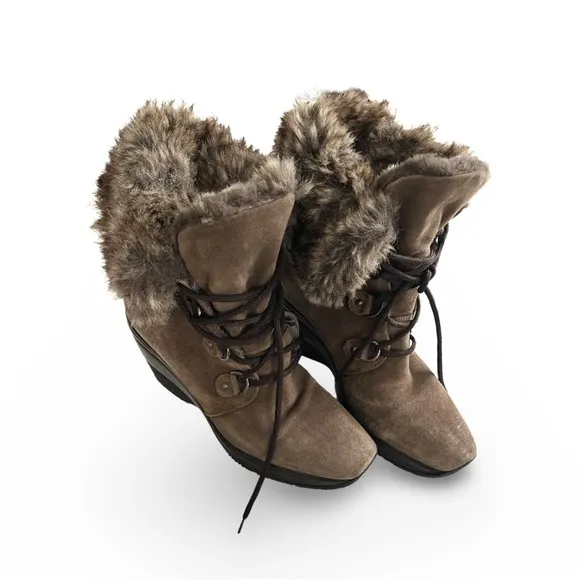 Aquatalia Faux Fur Lined Lace Up Platform Boots