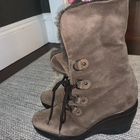 Aquatalia Faux Fur Lined Lace Up Platform Boots