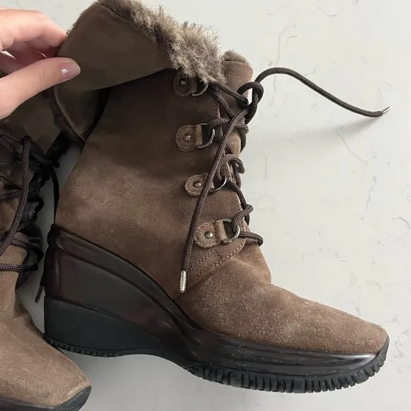 Aquatalia Faux Fur Lined Lace Up Platform Boots