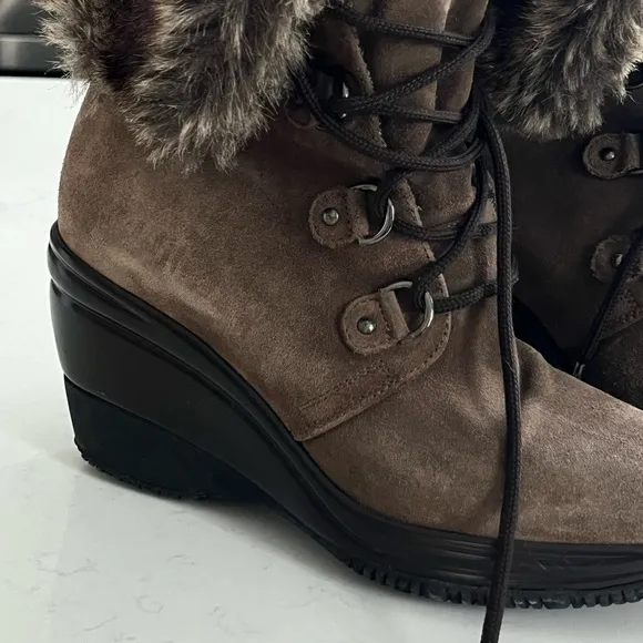 Aquatalia Faux Fur Lined Lace Up Platform Boots