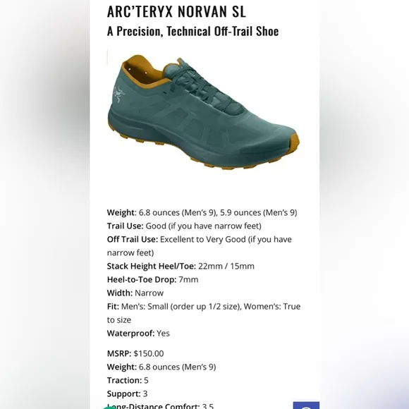 Arc'teryx - Norvan Sl Trail Running Sneakers - Size: 9