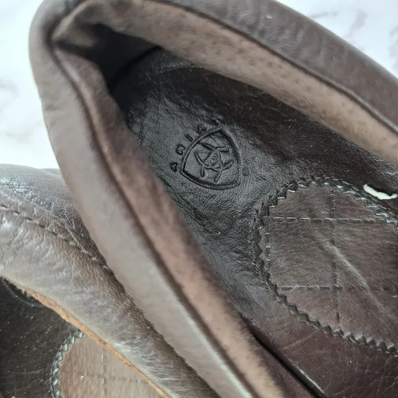 Ariat Clogs Womens 9.5 Brown Shoes Leather Slip On Floral Stitching Flower Gem