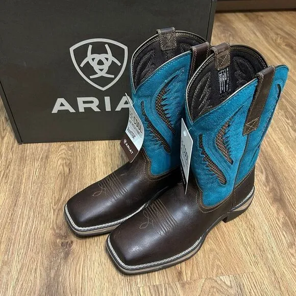 ARIAT brown turquoise leather suede cowboy western boots shoes women’s 8.5 new