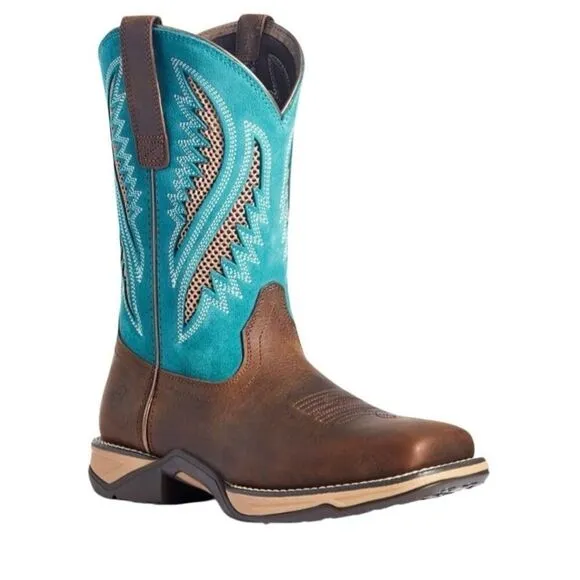 ARIAT brown turquoise leather suede cowboy western boots shoes women’s 8.5 new