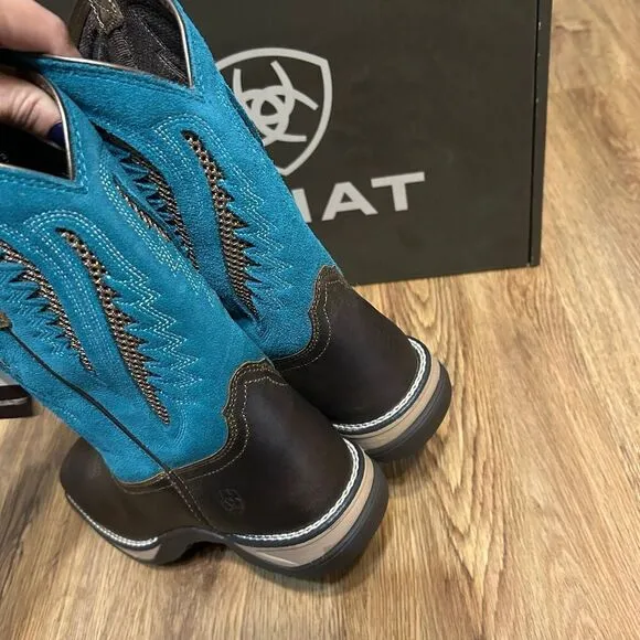 ARIAT brown turquoise leather suede cowboy western boots shoes women’s 8.5 new