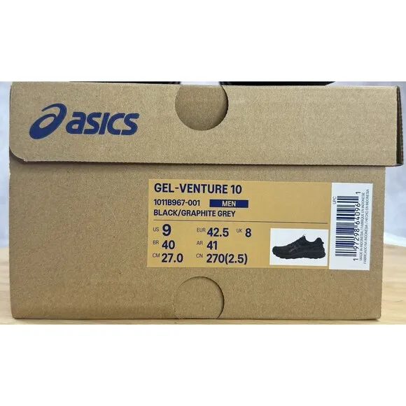 Asics Gel Venture 10 Men's SZ 9 Trail Runners Black 1011B967 001 Shoes