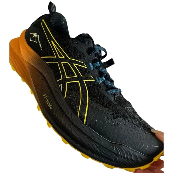 Asics Trabuco Max 2 Mens Deep Ocean Bright Orange Hiking Running Shoes Sz 10.5