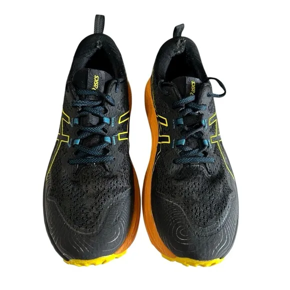 Asics Trabuco Max 2 Mens Deep Ocean Bright Orange Hiking Running Shoes Sz 10.5