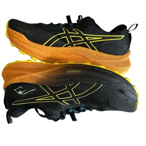 Asics Trabuco Max 2 Mens Deep Ocean Bright Orange Hiking Running Shoes Sz 10.5