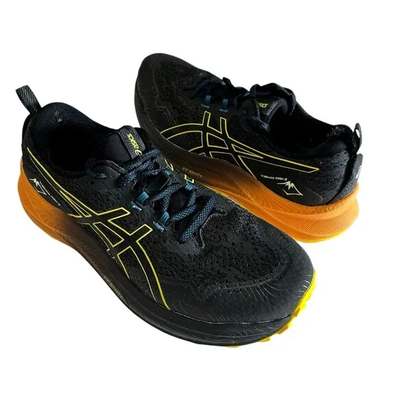 Asics Trabuco Max 2 Mens Deep Ocean Bright Orange Hiking Running Shoes Sz 10.5