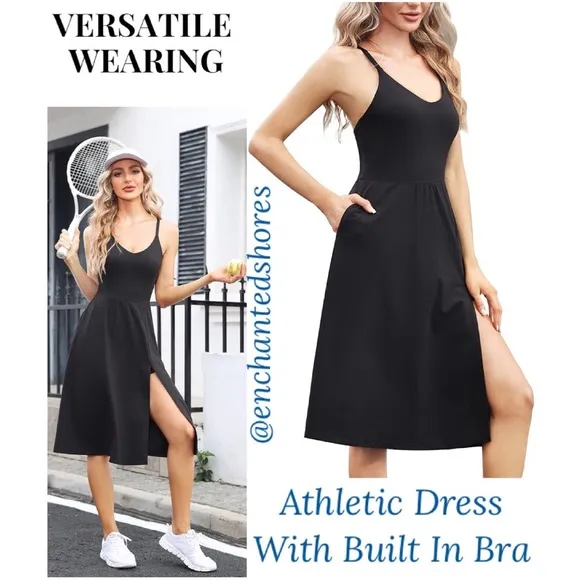 Athletic Dress Built In Bra Sport Challengers Racerback Deep Navy Blu Size Small