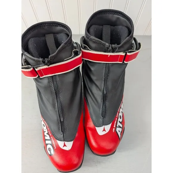 Atomic Junior Skate Ski Boots JR World Cup Pursuit Sz 6 Black Red Cross Country