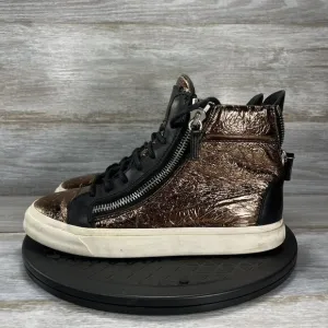 Authentic Giuseppe Zanotti Bronze Foil High Top Sneaker Boots Size EU 39 US 9
