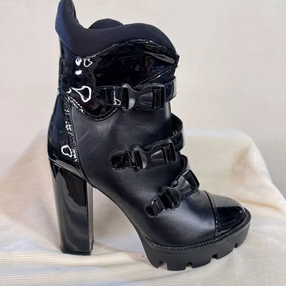 Azalea Wang Womens High Heel Platform Fashion Ski Boots Lying Black Size 10 NWOT