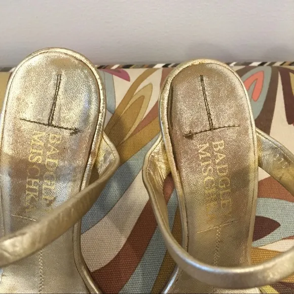 BADGLEY MISCHKA GOLD HIGH HEEL SANDALS SIZE 36.5