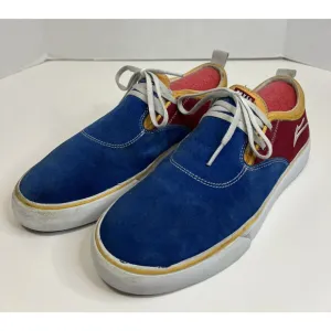 Baker Lakai Skate Shoes Riley 2 Blue/Red/Yellow Skateboards Suede Men's Size 8