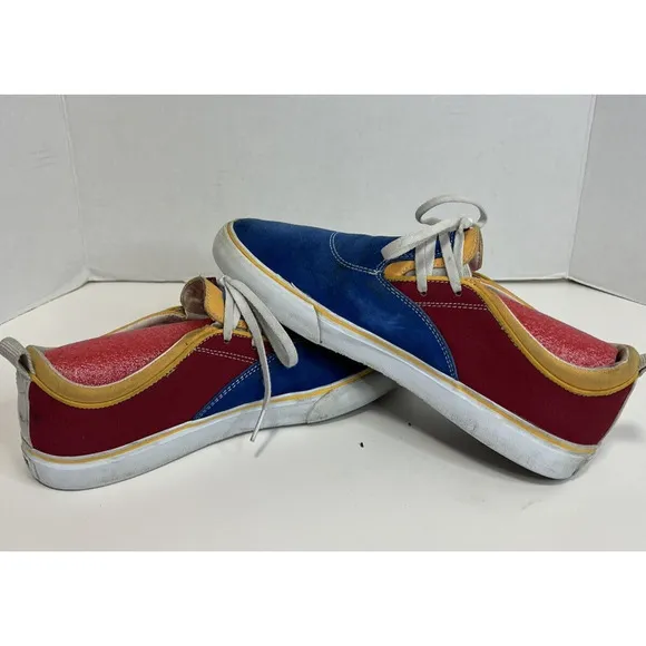 Baker Lakai Skate Shoes Riley 2 Blue/Red/Yellow Skateboards Suede Men's Size 8