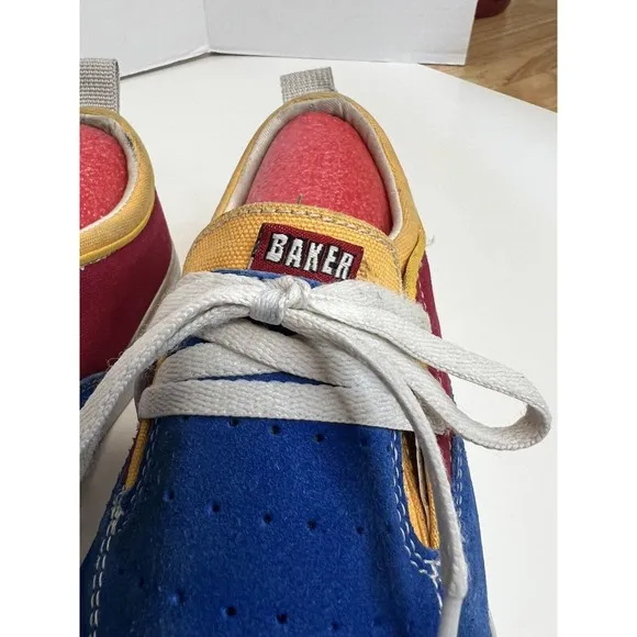 Baker Lakai Skate Shoes Riley 2 Blue/Red/Yellow Skateboards Suede Men's Size 8