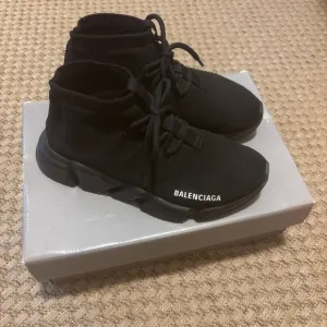 Balenciaga black speed runners with laces