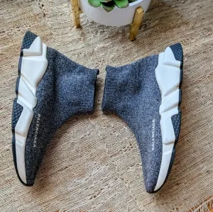 Balenciaga Speed Trainer Sneakers Sock Dark Grey White Women’s Size 7