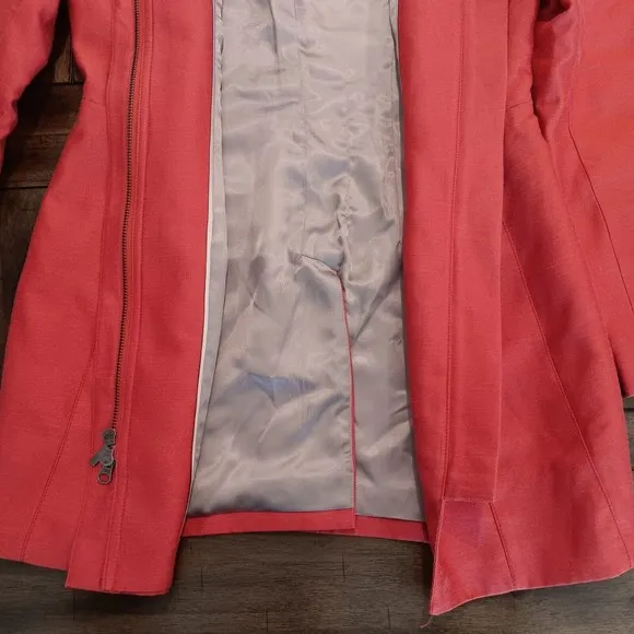 Banana Republic Silk Blend Long Jacket Womens Size XS Zip Closure Coral NWT $175