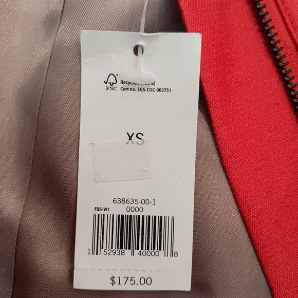 Banana Republic Silk Blend Long Jacket Womens Size XS Zip Closure Coral NWT $175