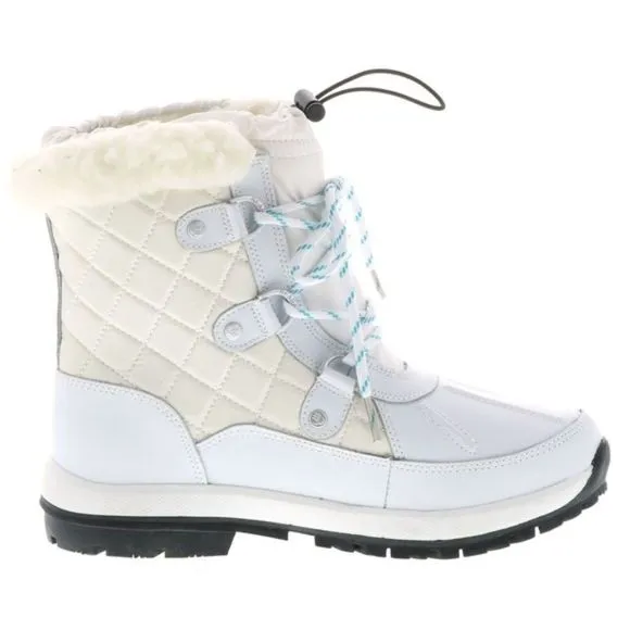 Bearpaw 7 Bethany Quilted Waterproof Duck Toe Snow Boots White Sheepskin Winter