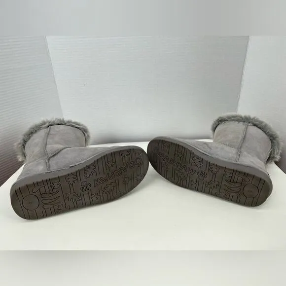 Bearpaw Cora 2664W Women’s Mid Calf Cow Suede Upper Faux Outside Fur Gray Size 8